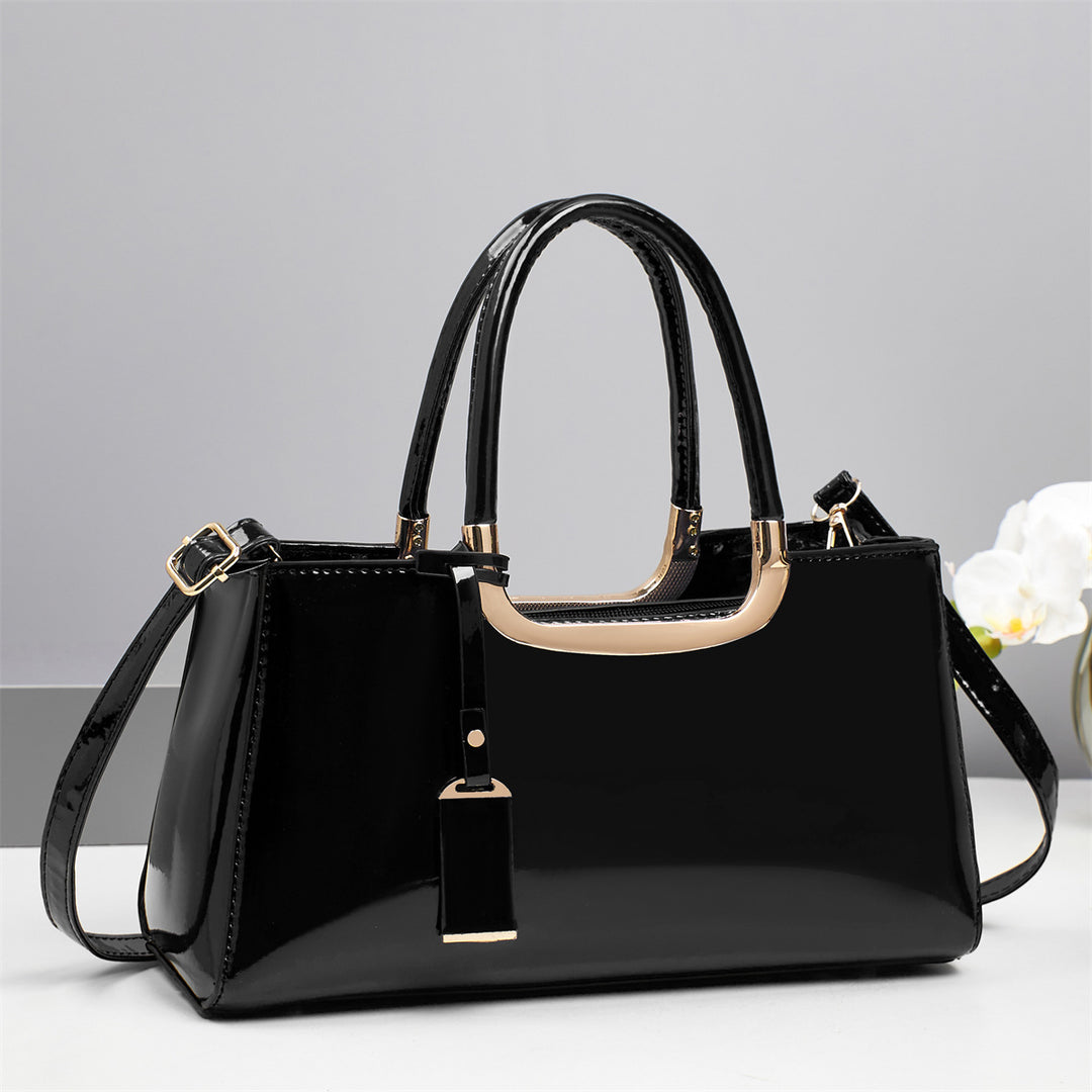 Damen elegante Handtasche mit glänzender Oberfläche und abnehmbarem Taschenschlüsselanhänger Nord Taschen
