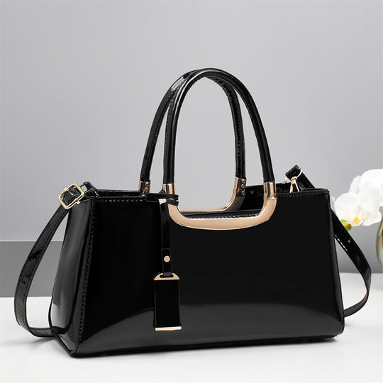 Damen elegante Handtasche mit glänzender Oberfläche und abnehmbarem Taschenschlüsselanhänger Nord Taschen