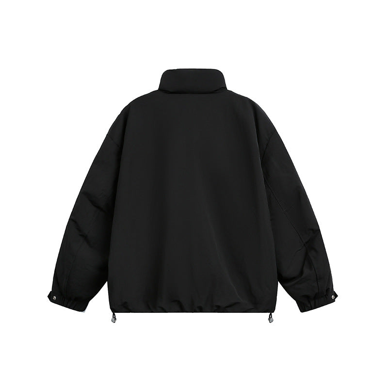 Herren Oversize Wattierte Blousonjacke mit Stehkragen und Tunnelzug Nord Taschen