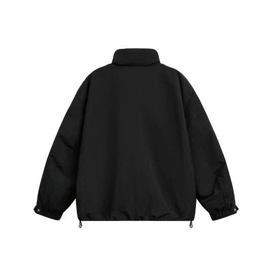 Herren Oversize Wattierte Blousonjacke mit Stehkragen und Tunnelzug Nord Taschen