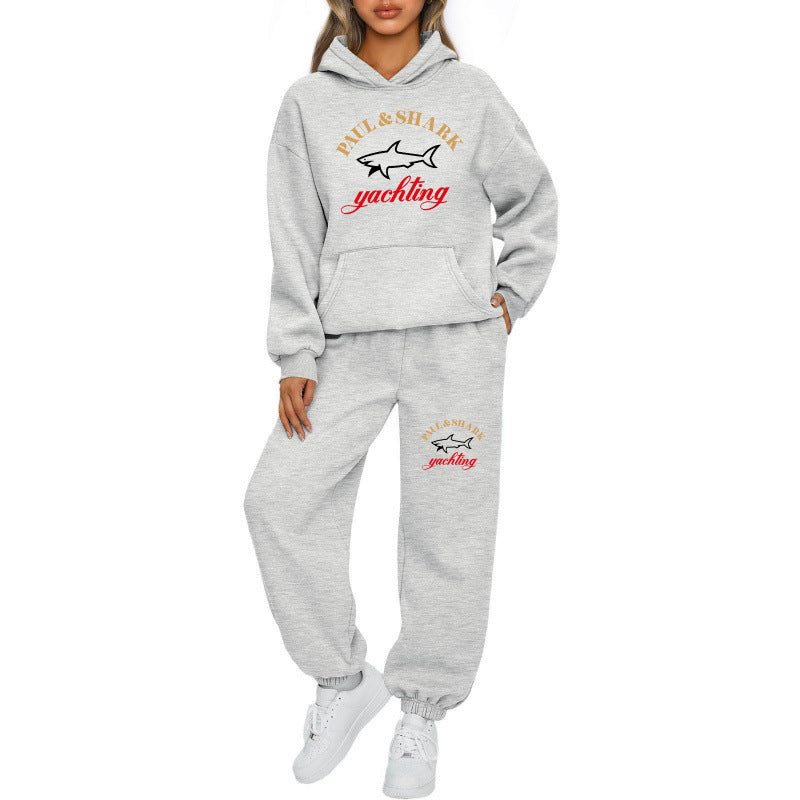 Damen oversized Hoodie und Jogginghose Set mit Kapuze Kängurutasche und gerippten Bündchen Nord Taschen