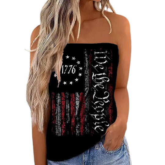 Damen Bandeau-Top mit floralem Einsatz
