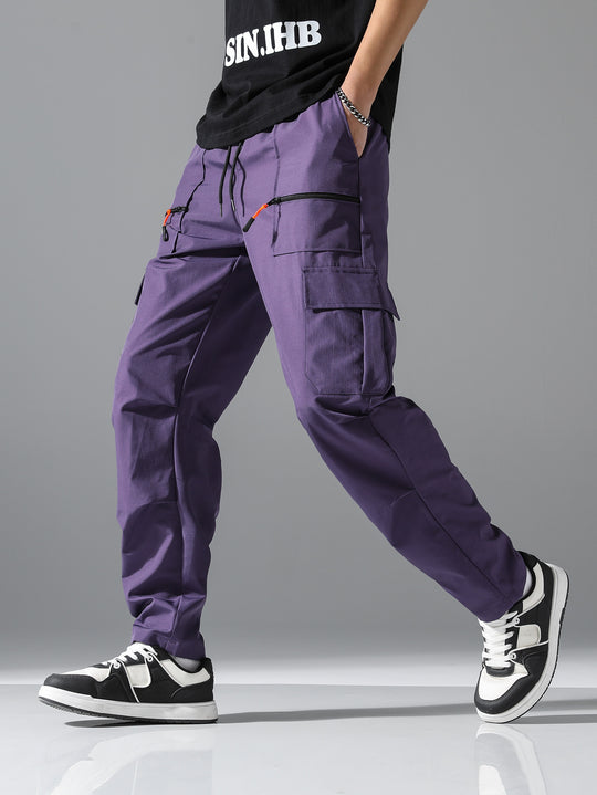 Herren Utility-Cargohose mit Reißverschlusstaschen, Tunnelzugbund & vorgeformten Kniepartien Nord Taschen