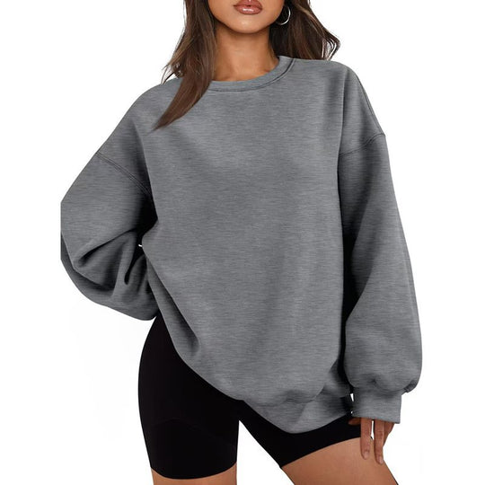Damen Oversized Sweatshirt mit Rundhalsausschnitt, extraweichem French‑Terry und überschnittener Schulter Nord Taschen