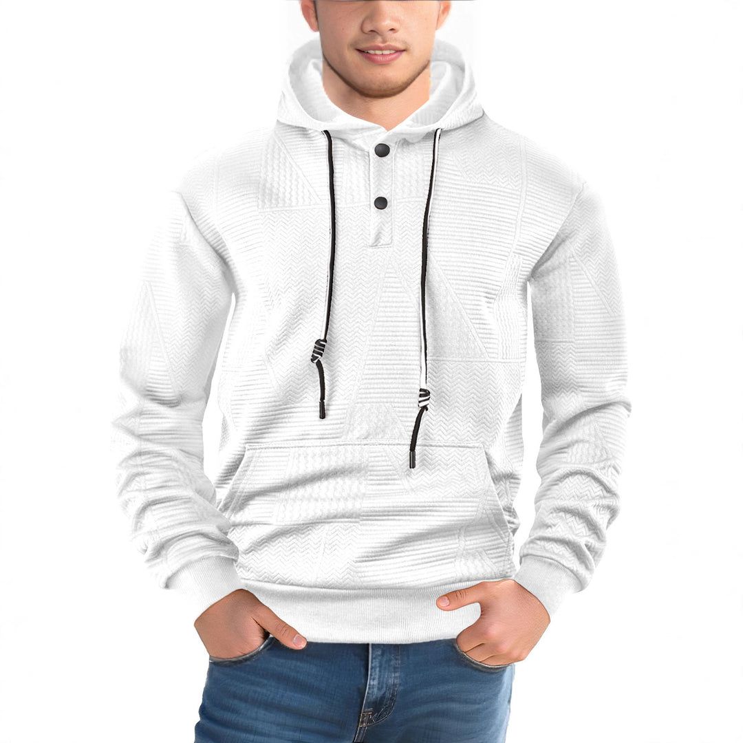 Herren Texturierter Kapuzenpullover mit gesteppter Patchstruktur und Druckknopfleiste Nord Taschen
