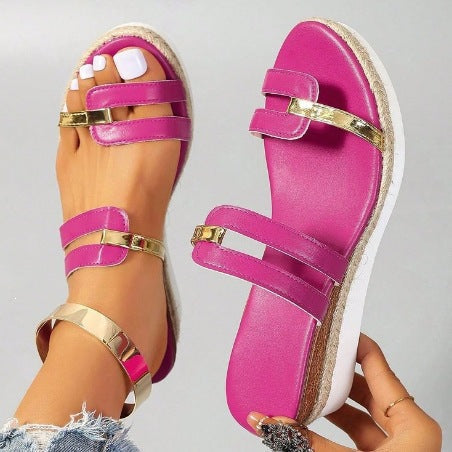 Damen Trendige und bequeme Keilsandalen mit verstellbaren Riemen