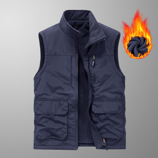 Herren Utility-Weste mit Teddyfleece-Futter, Multifunktionstaschen und hohem Stehkragen Nord Taschen