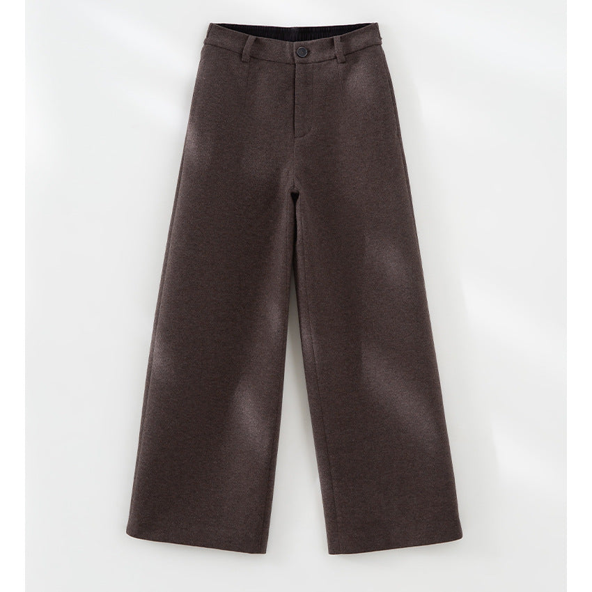 Damen Hochtaillierte Wollmix-Palazzohose mit geradem Bein und elastischem Rückenteil Nord Taschen