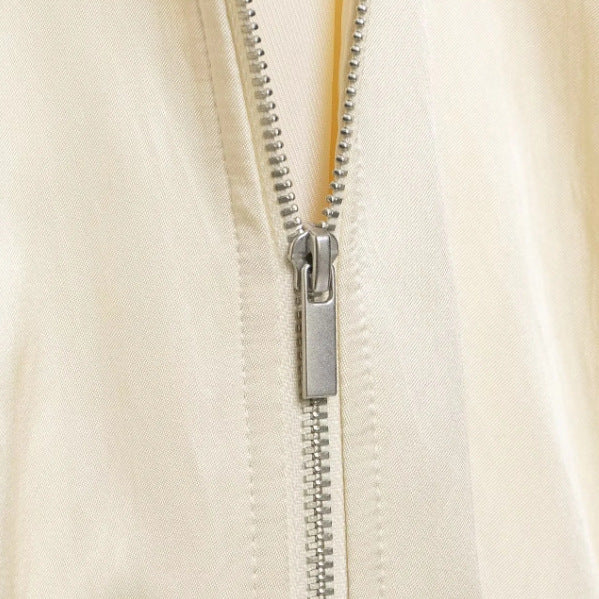 Damen Cropped Blousonjacke aus Satinoptik mit Ballonärmeln und Rippbündchen Nord Taschen