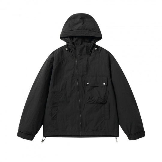 Unisex Leichte Kapuzen-Übergangsjacke mit großem Pattentaschen-Detail und Kordelzug Nord Taschen