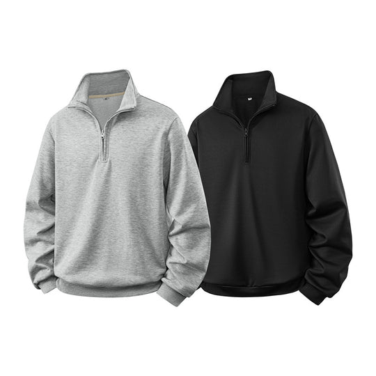 Herren Halbzip-Sweatshirt mit Stehkragen und Rippbündchen Nord Taschen