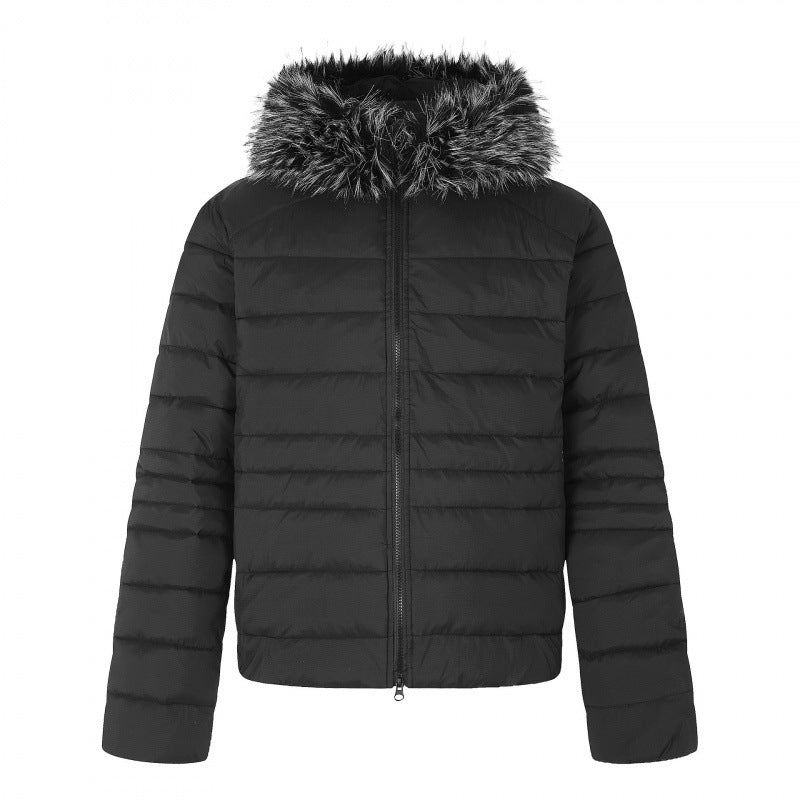 Damen Kurz geschnittene gesteppte Kapuzenjacke mit abnehmbarem Kunstfellkragen und Thermofüllung Nord Taschen