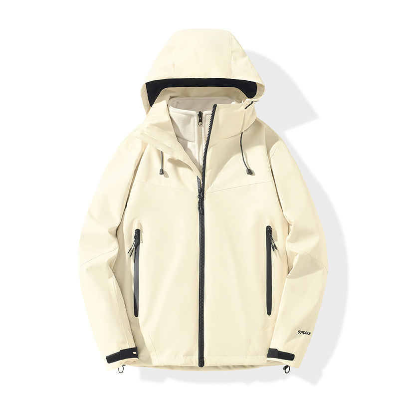 Herren Softshell-Hybridjacke mit Kapuze, getapten Reißverschlüssen und verstellbarem Saum Nord Taschen