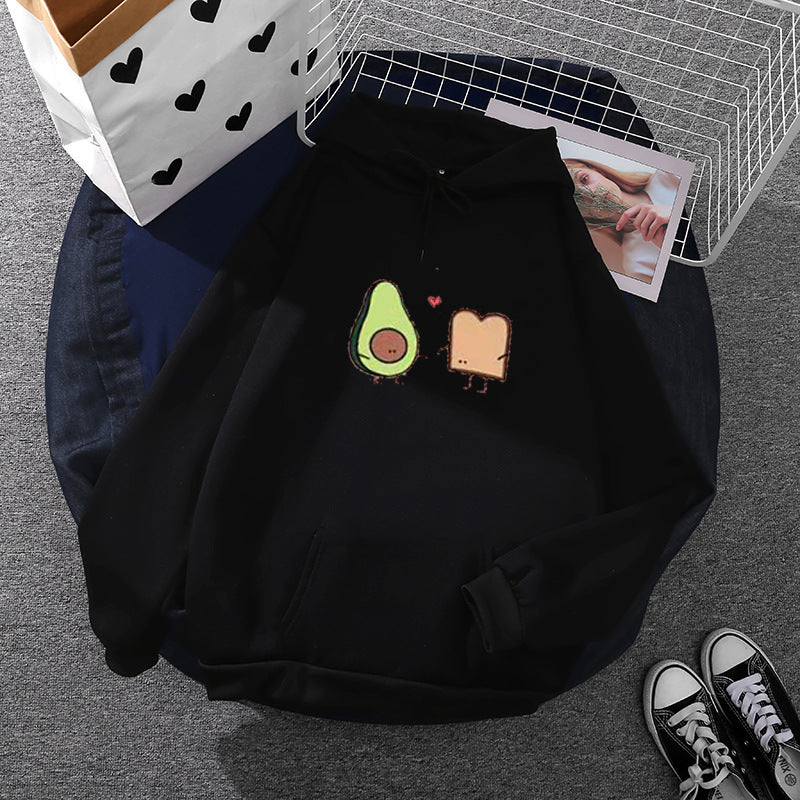 Damen nan gemütlicher Kapuzenpullover mit Avocado‑Toast-Illustration, weichem Fleece-Innenfutter und Kängurutasche Nord Taschen