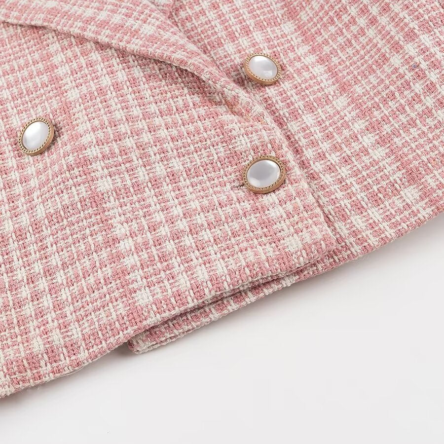 Damen Kurzblazer im Bouclé‑Tweed mit Reverskragen und Zierknöpfen Nord Taschen