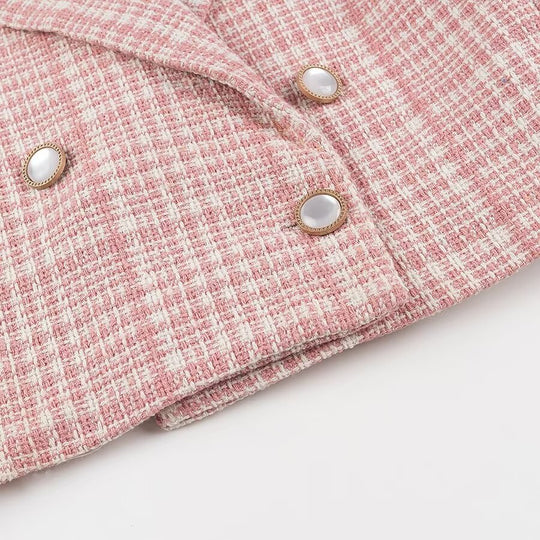 Damen Kurzblazer im Bouclé‑Tweed mit Reverskragen und Zierknöpfen Nord Taschen