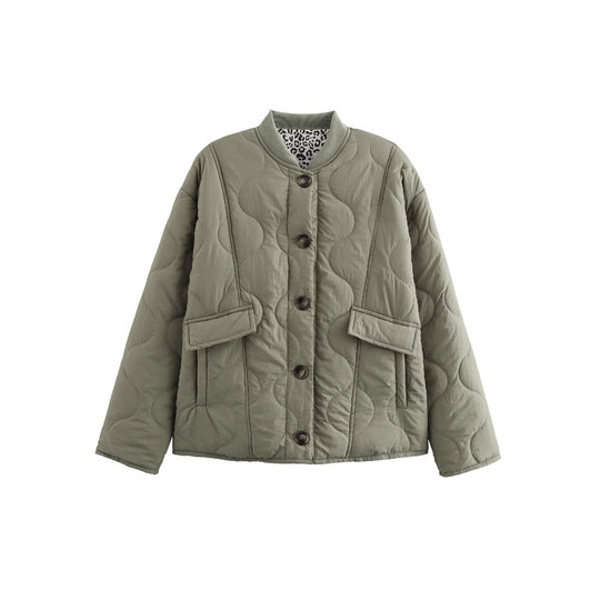 Damen Gepolsterte Steppjacke im Boxy‑Schnitt mit Rundhalsausschnitt und aufgesetzten Taschen Nord Taschen