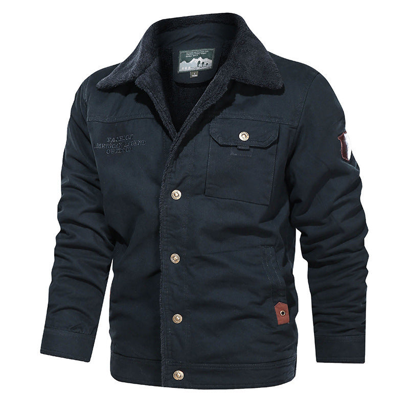 Herren  gefütterte Canvas-Fieldjacke mit Teddyfutter, Brustklappe und Druckknopffront Nord Taschen