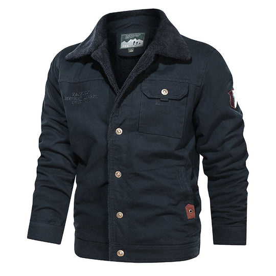 Herren  gefütterte Canvas-Fieldjacke mit Teddyfutter, Brustklappe und Druckknopffront Nord Taschen