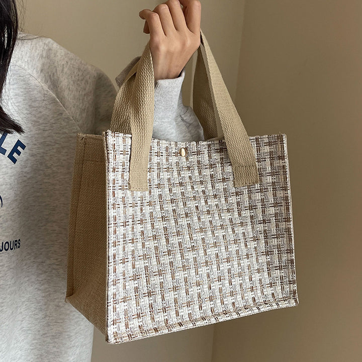 Damen Jute-Einkaufstasche mit modernem Gewebemuster Nord Taschen