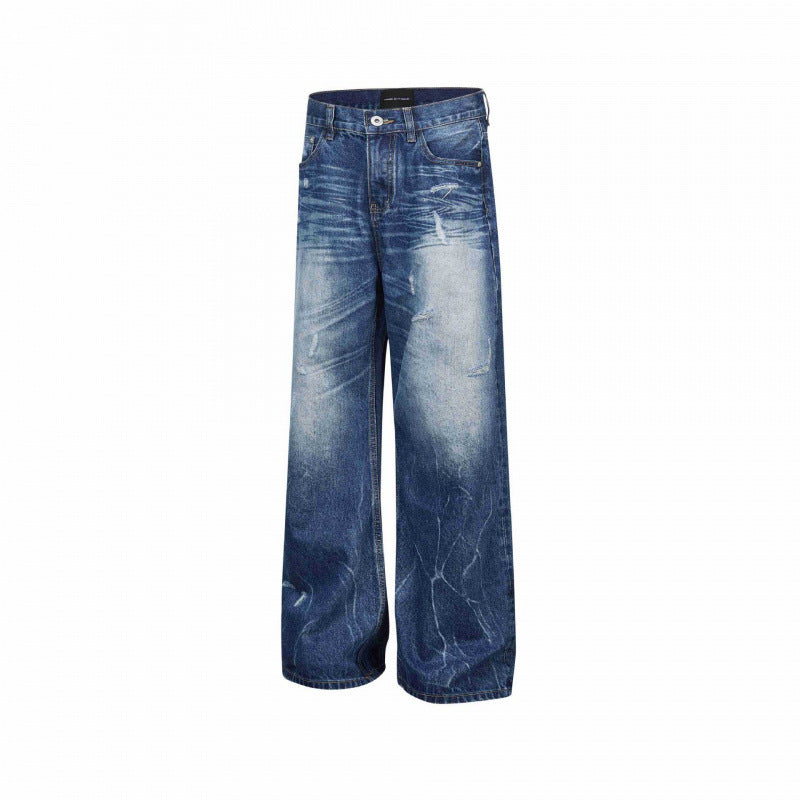 Damen Weitgeschnittene Highwaist-Jeans mit Used-Effekt, Distressed-Details und Fünf-Taschen-Schnitt Nord Taschen