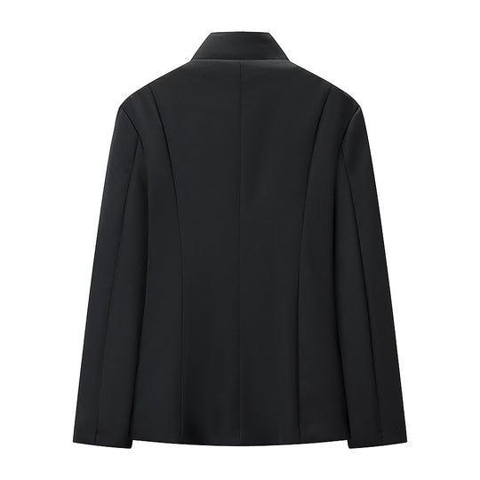 Herren Schmal geschnittener Sakko-Kurzblazer mit Stehkragen und minimalistischem Verschluss Nord Taschen