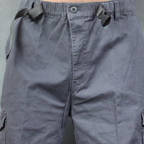 Herren Weite Utility-Cargohose aus Baumwollcanvas mit Mehrfach-Taschen und Kordelbund Nord Taschen