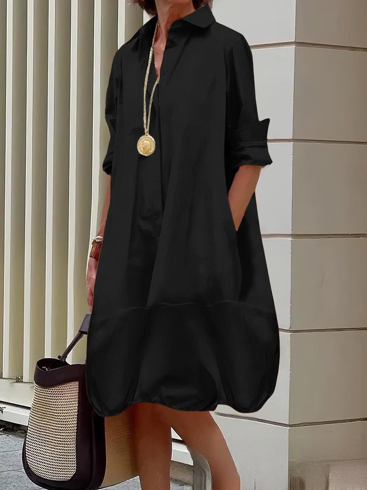 Damen Lässiges Hemdblusenkleid mit weit geschnittenem Saum Nord Taschen