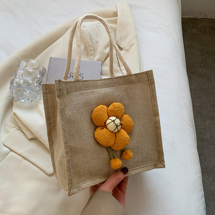 Damen Jutetasche mit floralem 3D-Design Nord Taschen