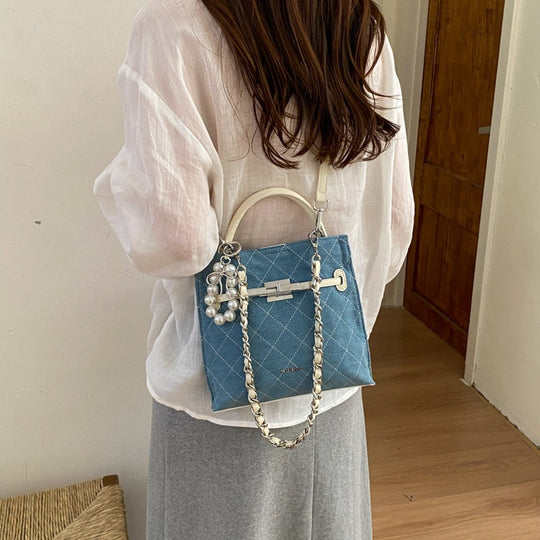 Damen Mini Shopper Tasche mit luxuriösem Kettenhänger Nord Taschen