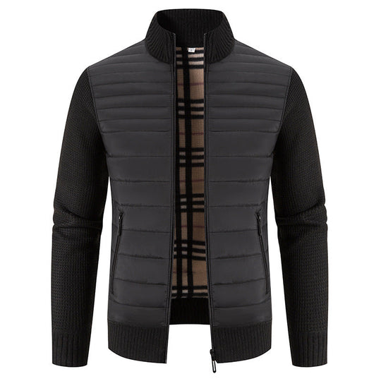 Herren gesteppte Hybridjacke mit Strickärmeln und modernem Stehkragen Avellé