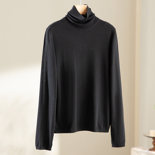 Damen Ultraleichter Feinstrick-Rollkragenpullover mit schlanker Silhouette und fein gerippten Abschlüssen Nord Taschen
