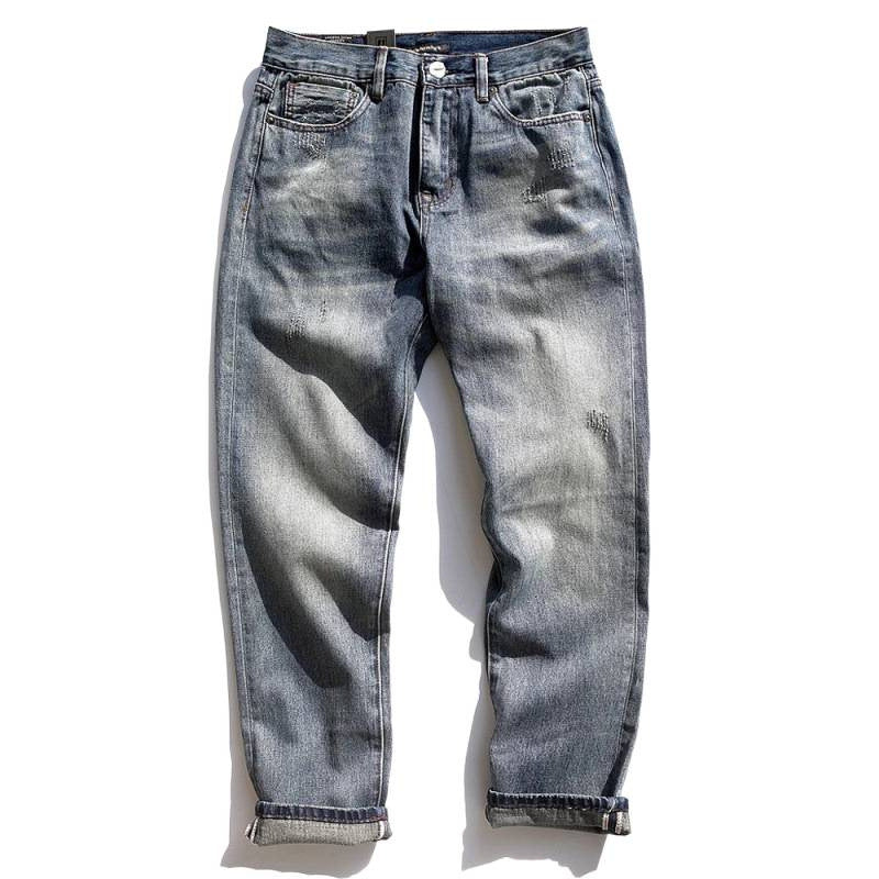 Herren Relaxed-Tapered Vintage-Jeans mit Used‑Effekt und aufgekrempeltem Saum Nord Taschen