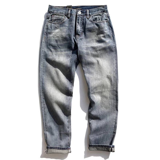 Herren Relaxed-Tapered Vintage-Jeans mit Used‑Effekt und aufgekrempeltem Saum Nord Taschen