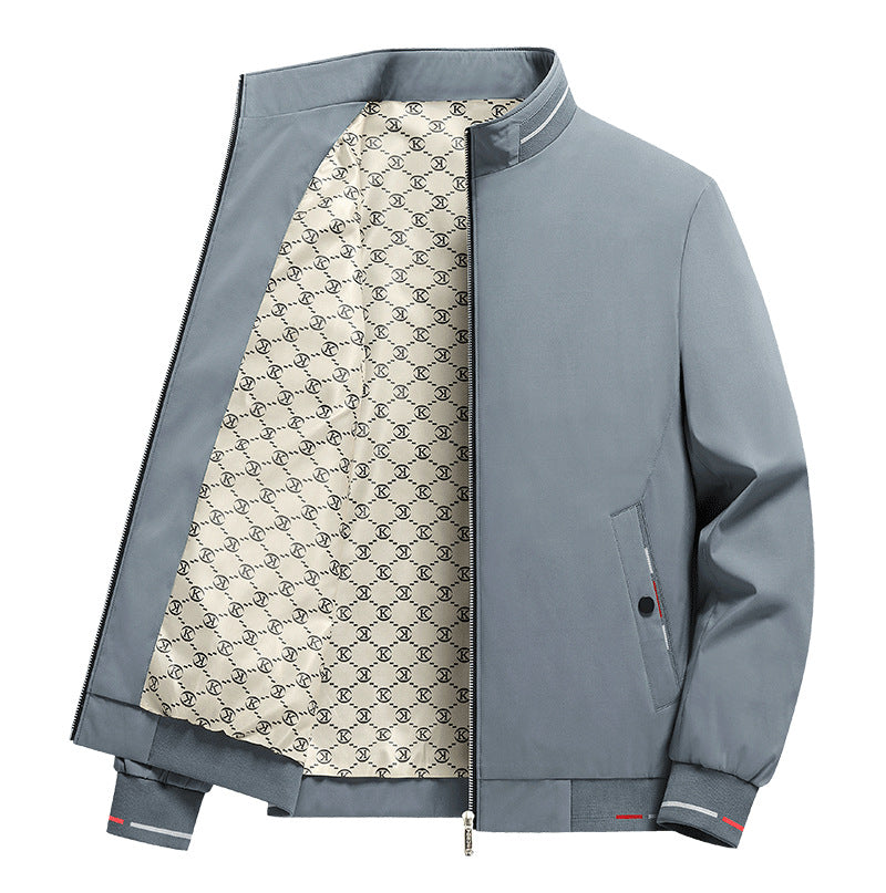 Men's  patterned-lined funnel-collar zip-up casual jacket Nord Taschen