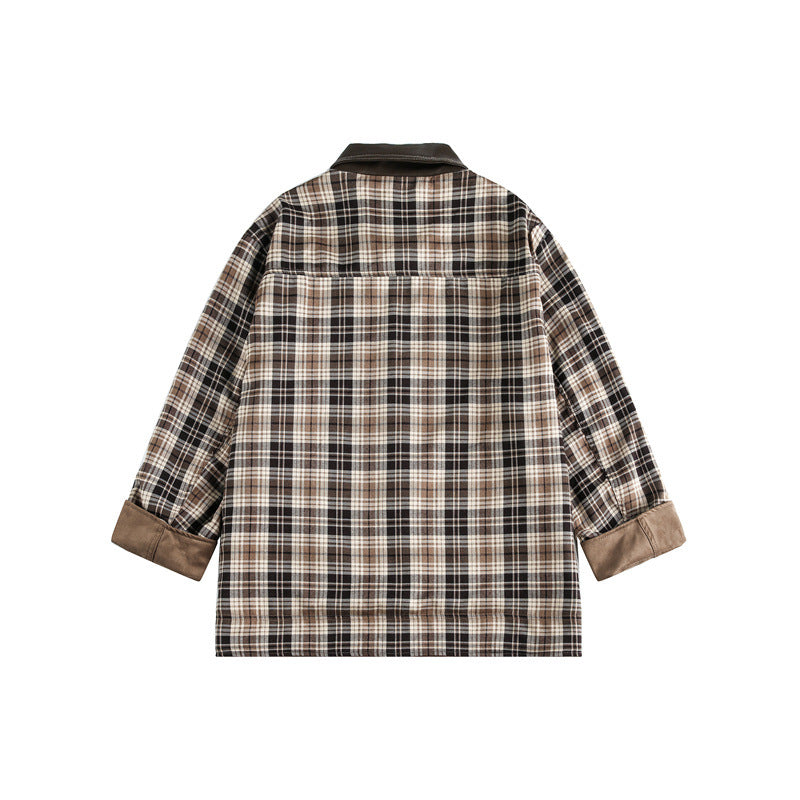 Herren Kurz geschnittener Fieldblouson im Vintage‑Workwear‑Stil mit Lederimitat‑Stehkragen und karierter Innenfütterung Nord Taschen