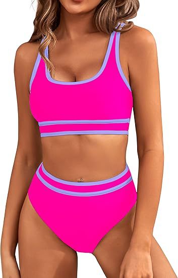 Damen Sportlicher Hochgeschnittener Bikini Nord Taschen