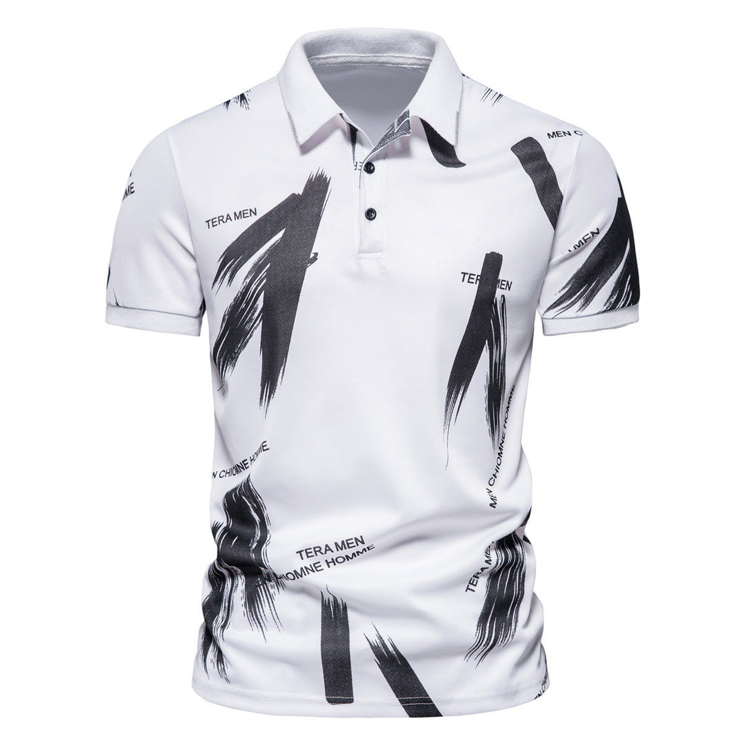 Herren Polo-Shirt mit modernem Grafikdesign und atmungsaktiver Baumwollmischung Nord Taschen