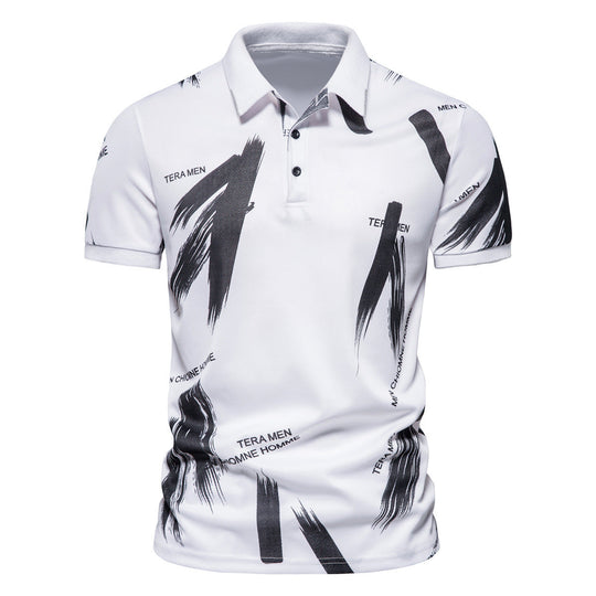 Herren Polo-Shirt mit modernem Grafikdesign und atmungsaktiver Baumwollmischung Nord Taschen