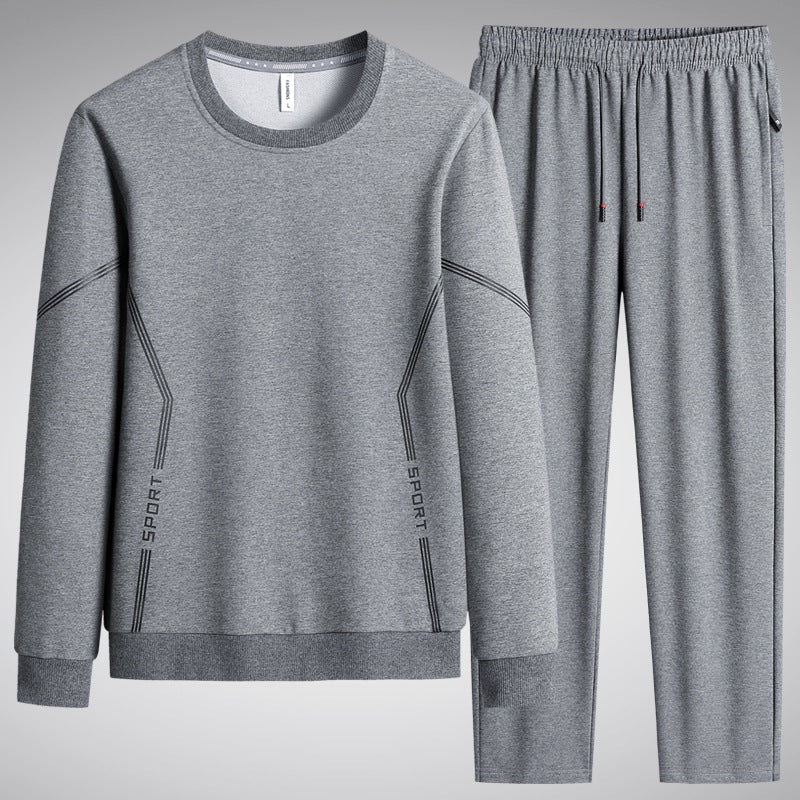 Herren Sportliches Freizeit-Jogginganzug-Set aus atmungsaktivem Funktionsfleece mit Rundhalsausschnitt & Kordelbund Nord Taschen
