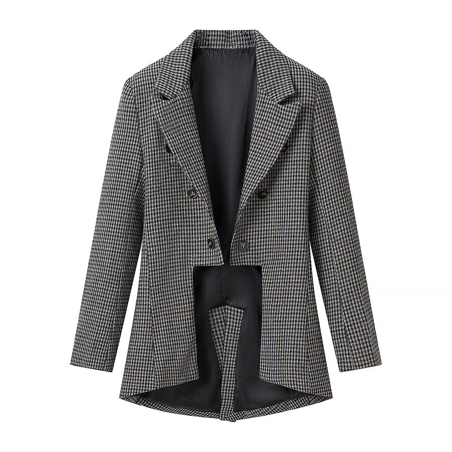 Damen Hahnentritt-Blazer mit Schwalbenschwanz-Detail und taillierter Silhouette Nord Taschen