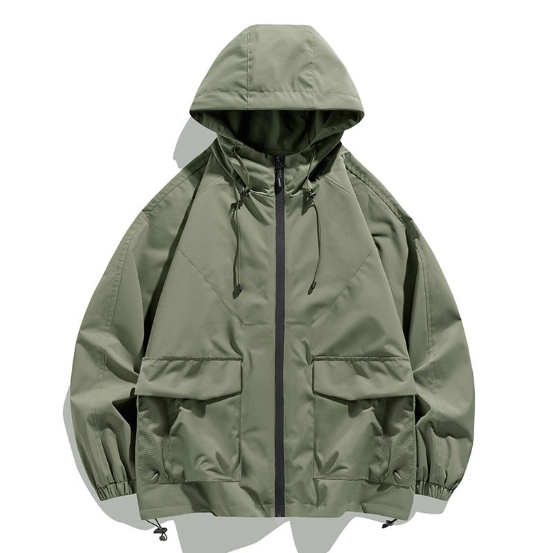 Herren Oversize Utility-Softshelljacke mit Kapuze, aufgesetzten Taschen & verstellbarem Saum Nord Taschen