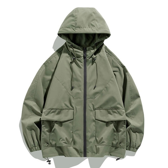 Herren Oversize Utility-Softshelljacke mit Kapuze, aufgesetzten Taschen & verstellbarem Saum Nord Taschen