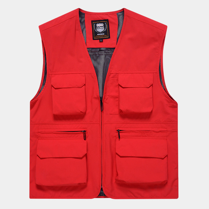 Herren Multifunktionale Utility‑Weste aus technischem Canvas mit Mesh‑Futter und Frontreißverschluss Nord Taschen
