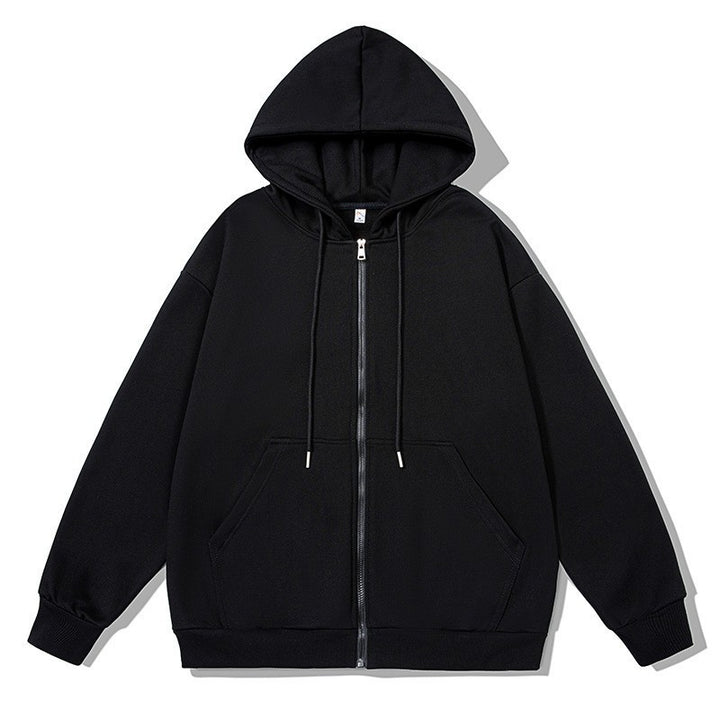 Unisex nan oversized Kapuzenjacke mit ausladendem Schulterschnitt, durchgehendem Reißverschluss und French-Terry Nord Taschen