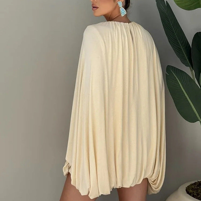Damen Cape-Minikleid mit Faltenwurf und seitlichen Ärmelschlitzen Nord Taschen