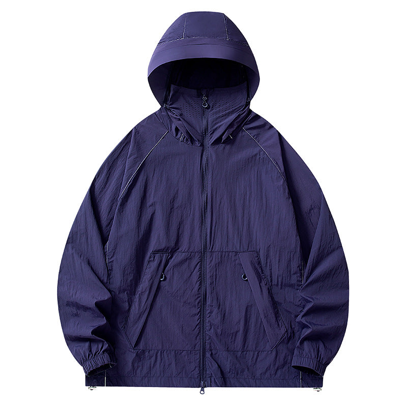 Herren Leichte wind- und wasserabweisende Kapuzenjacke mit Mesh‑Futter, Raglanärmeln & verstellbarem Saum Nord Taschen