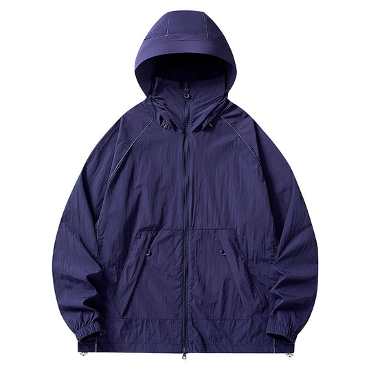 Herren Leichte wind- und wasserabweisende Kapuzenjacke mit Mesh‑Futter, Raglanärmeln & verstellbarem Saum Nord Taschen