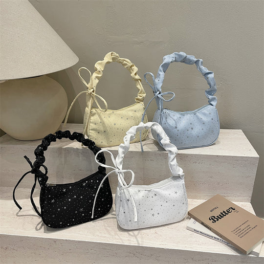 Damen modische Handtasche mit Sternenmotiv und gerafftem Trageriemen Nord Taschen