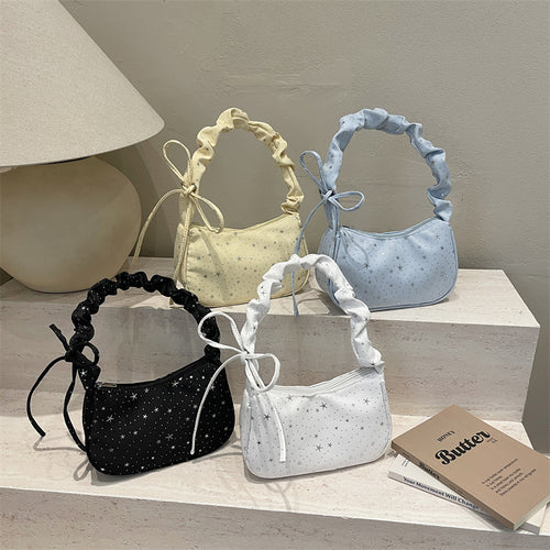 Damen modische Handtasche mit Sternenmotiv und gerafftem Trageriemen Nord Taschen